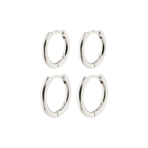 Pilgrim LEAF recycled 2-i-1 sæt huggie hoops sølvbelagt