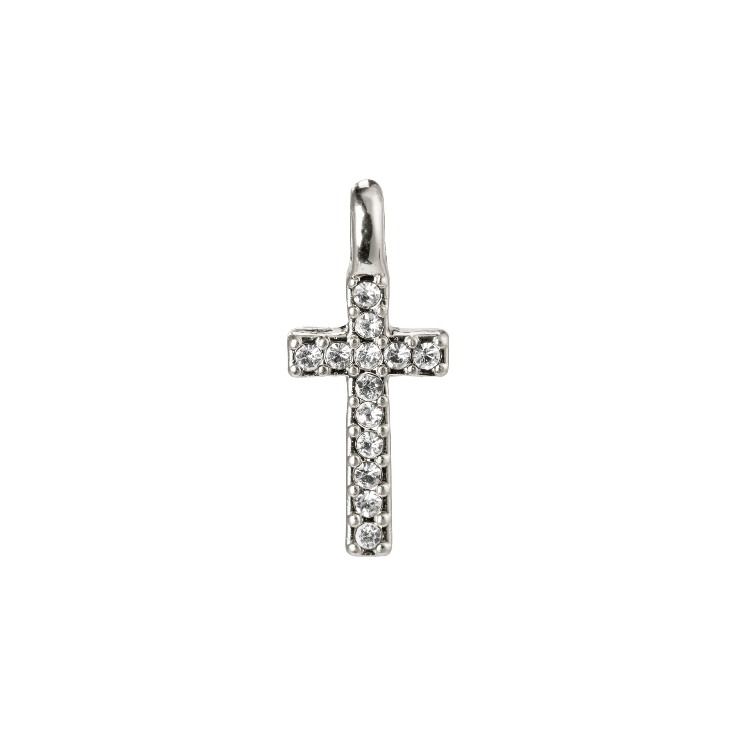 Pilgrim CHARM krystal kors vedhæng sølvbelagt