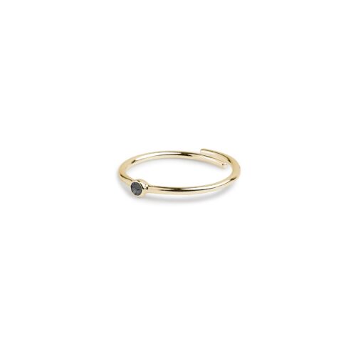 Pilgrim LULU sort krystal stack ring guldbelagt