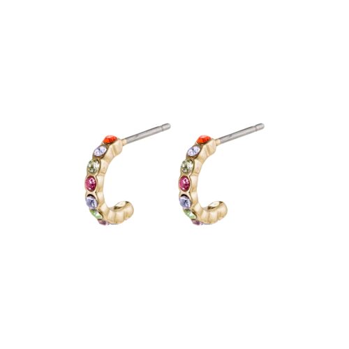 Pilgrim BRIGITTE multifarvet krystal half hoops guldbelagt