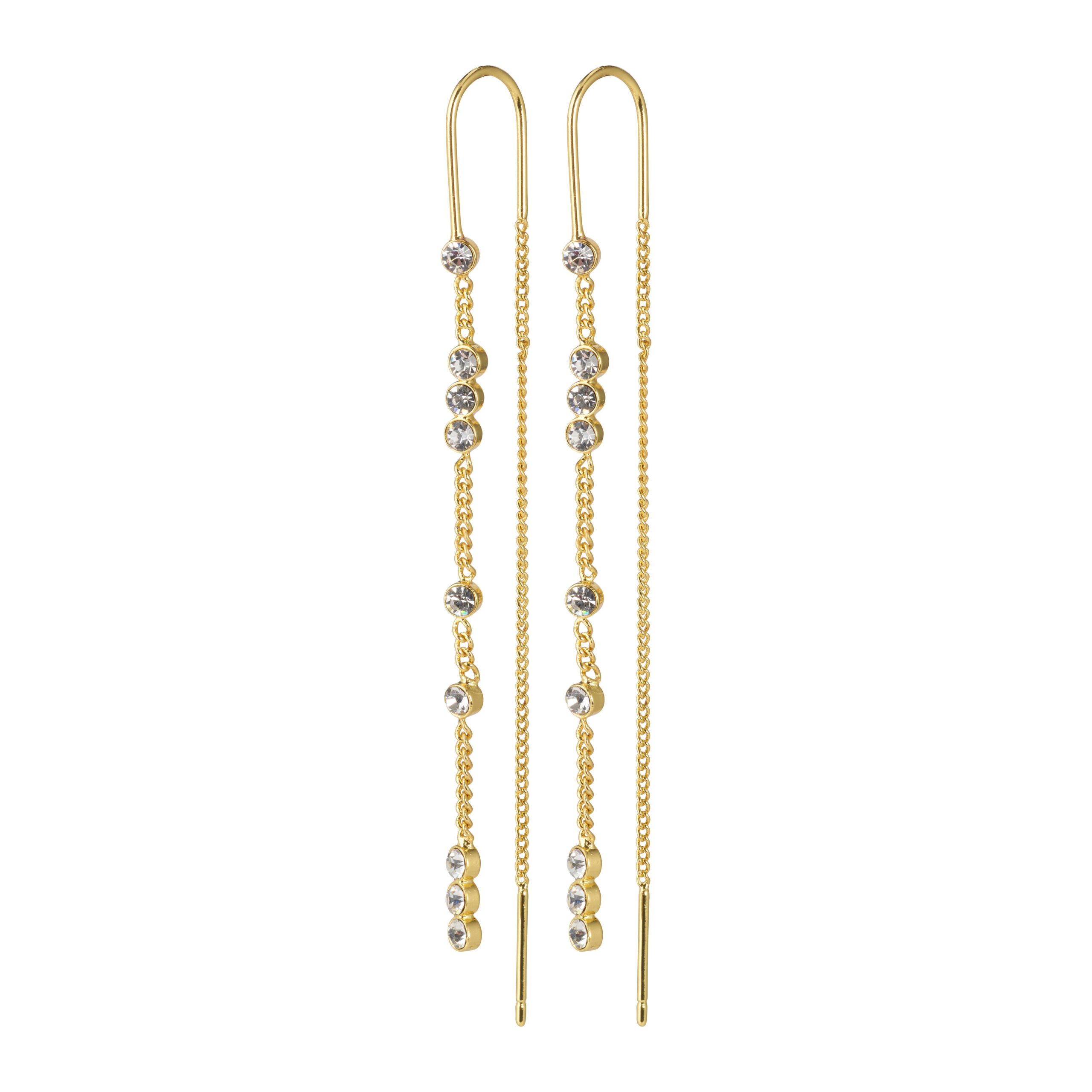 Pilgrim KAMARI krystal kæde-øreringe guldbelagt