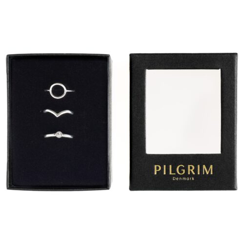 Pilgrim GAVESÆT, 3-i-1, stack rings, sølvbelagt