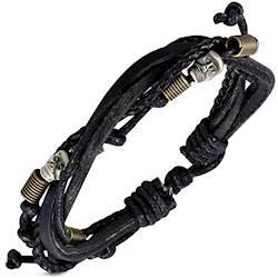 Sort læderarmbånd med skulls