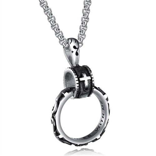 Stål Cross-ring halskæde