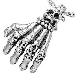 Halskæde "Skeleton hand" Rustfrit stål