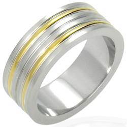 Herre-ring i stål (316L) "Gold plated"