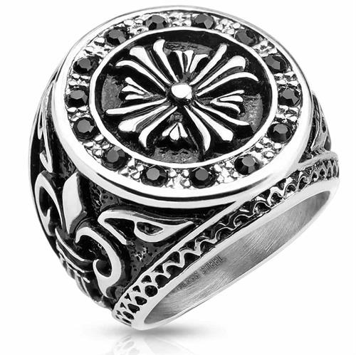 Cast bikerring med celtic kors