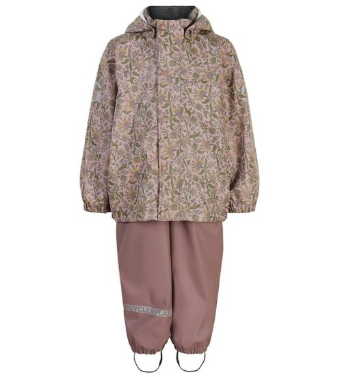 Mikk-Line Regntøj - PU - Twilight Mauve m. Blomster