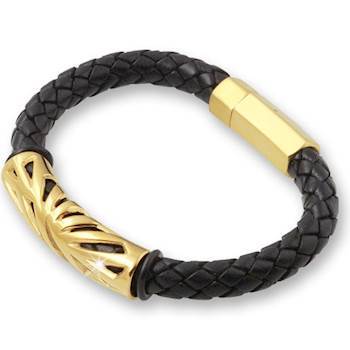 Læderarmbånd "MX4000" forgyldt