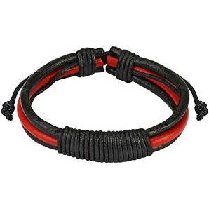Læderarmbånd Sort/Rød "Wind"