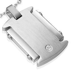 Halssmykke i cool design "Steel and CZ stone"