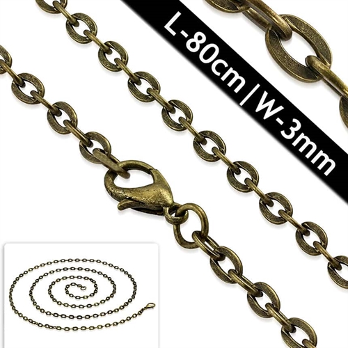 Kobberkæde 80cm/3mm