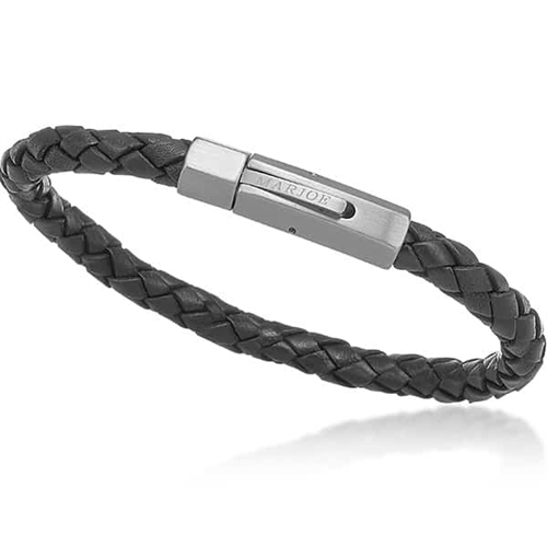 6mm Læderarmbånd i boloflet "Sort"