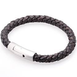 Armbånd i mørkbrun læderbolo 8mm