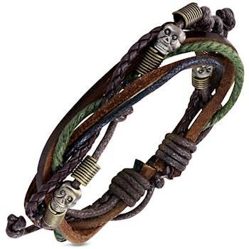 Skull læderarmbånd 18-20cm