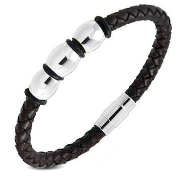 Læderarmbånd i bolofet "Steel"