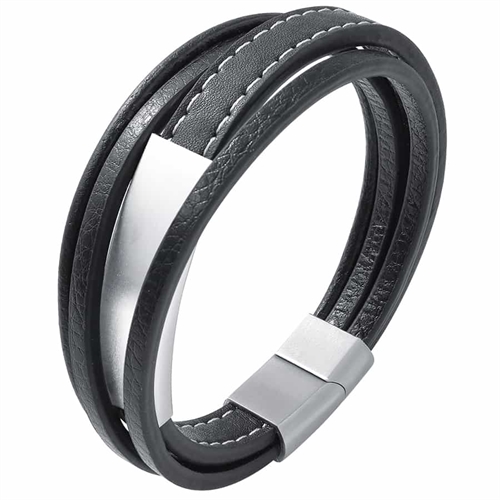 Lucio læderarmbånd steel