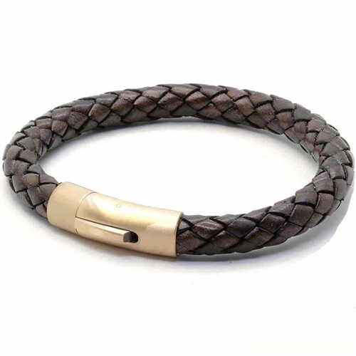 RosÃ¨ Mens Chart læderarmbånd rose/Bronze.