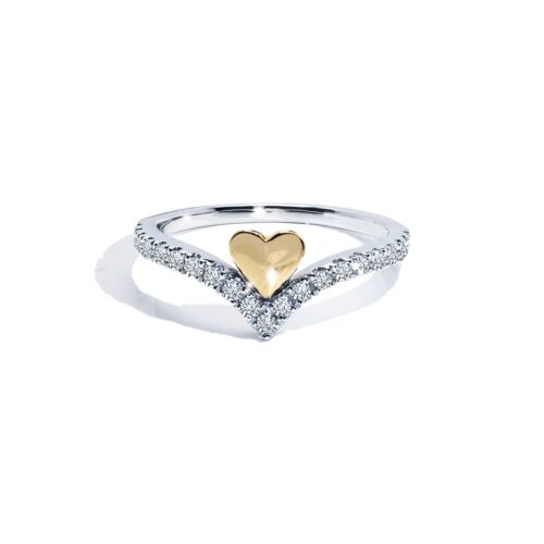Loving V Gold Plated Heart Ring