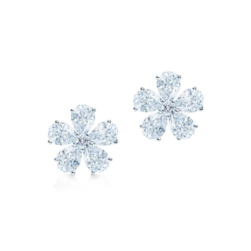 Flora Silver Pear Cut Flower Earrings