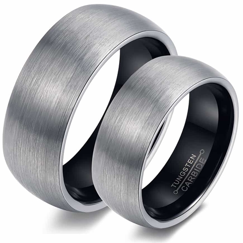 Grey tungsten forlovelse/vielsesring