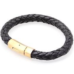 Herrearmbånd i læder "Strato Gold" 8mm