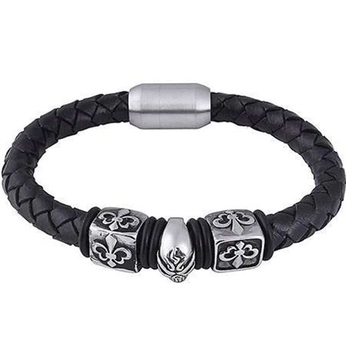 Læderarmbånd "Fleur De Lis"
