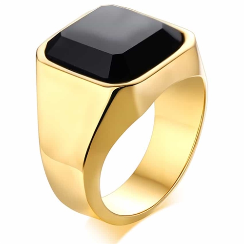 Herre ring "Rock" i forgyldt Rustfri stål.