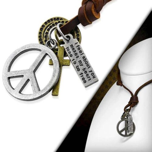 Læder halskæde "Peace"