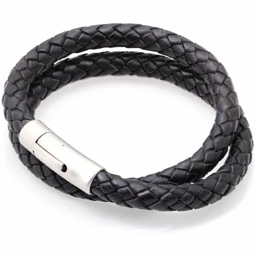Læderhalskæde i 8/6mm læderflet.