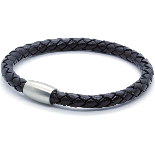 Læderbolo armbånd med magnetlås