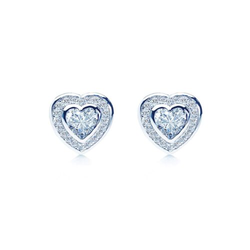 Loving Bezel Silver Heart Earrings