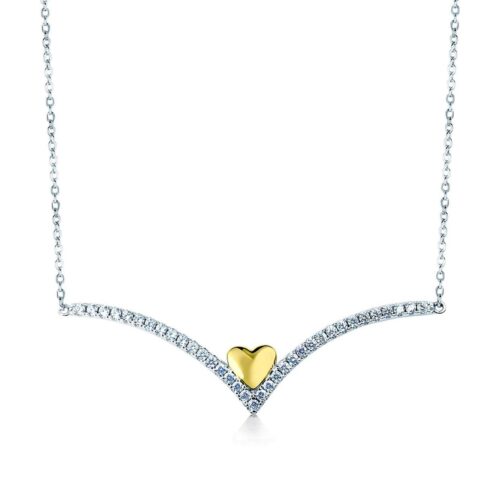 Loving Silver & Gold V Heart Necklace