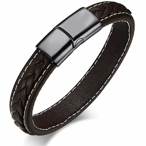 Brunt imt. læder armbånd