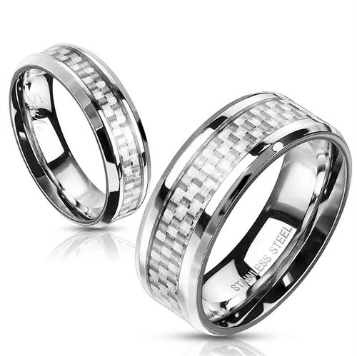 Rustfri stål ring med Carbon