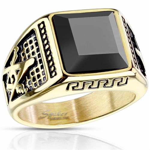 Facet square herrering med sort onyx