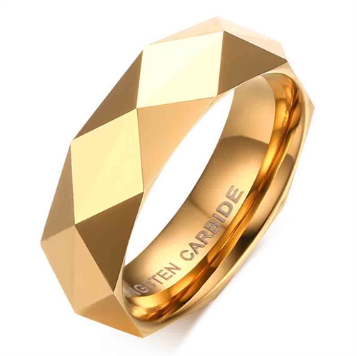 Golden Facetsleben tungstenring med glans.