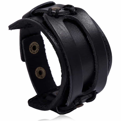 Sort Braice imt. læderarmbånd