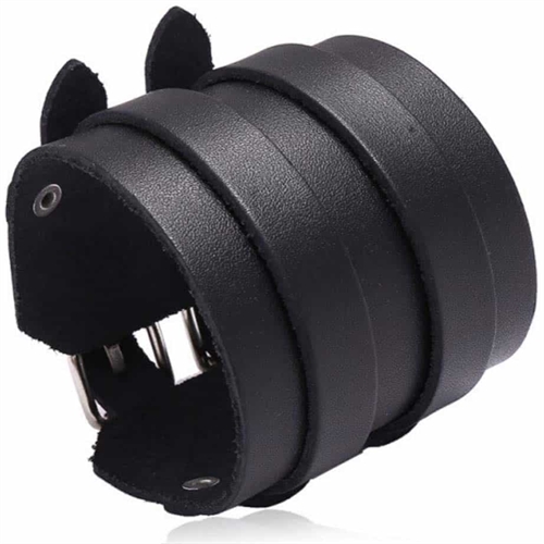 Bredt sort herre læderarmbånd 6cm