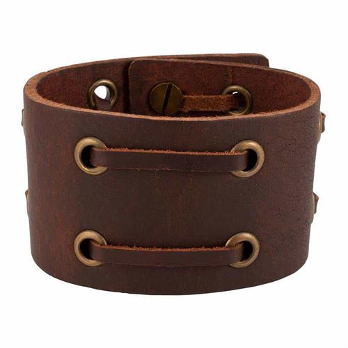 D Laced Læderarmbånd mørk brun