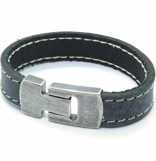 MaZo herre læderarmbånd grå