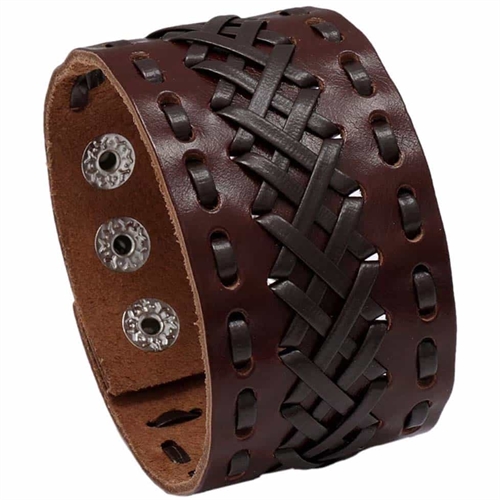 Slide læderarmbånd brun