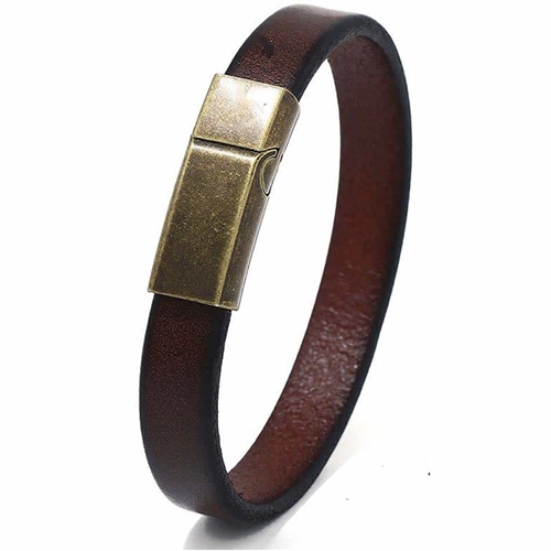 Netri læderarmbånd med bronze magnetlås