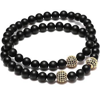 2 perlearmbånd "Onyx"