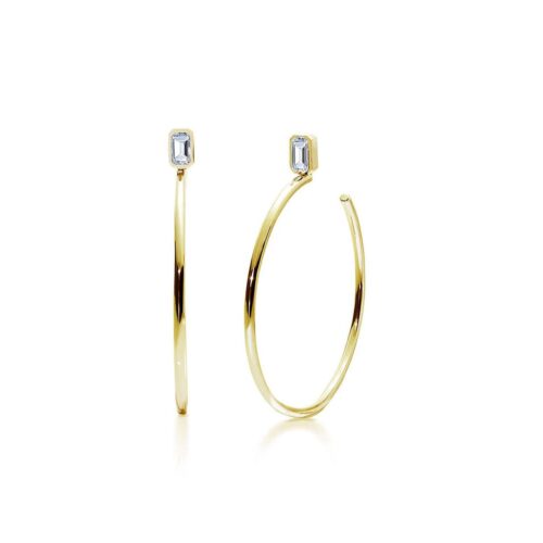 Oxford Classic Gold Emerald Cut Hoop Earrings