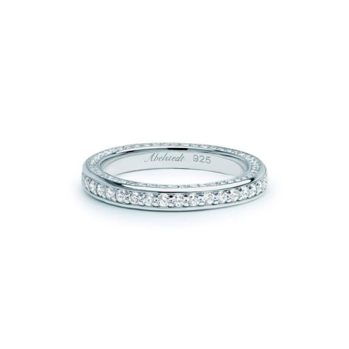 Oxford Silver Band Ring With Side Stone