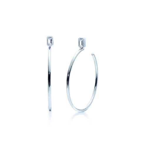 Oxford Silver Emerald Classic Hoop Earrings