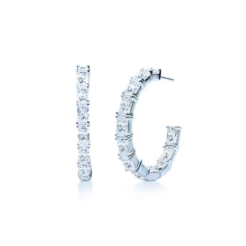 Oxford Silver Eternity Emerald Hoop Earrings