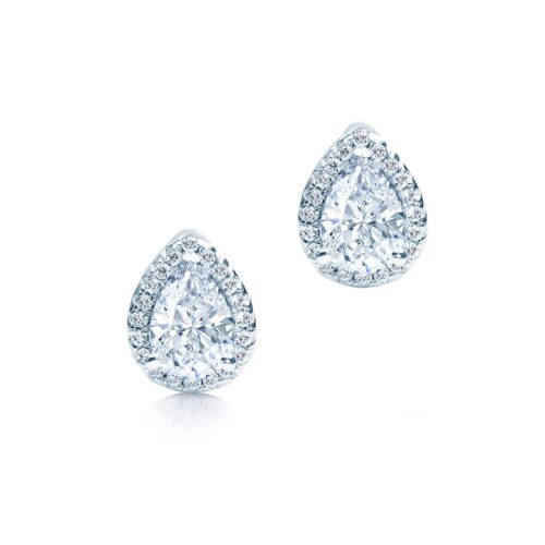 Oxford Silver Halo Pear Cut Earrings