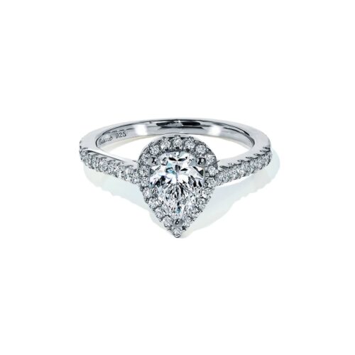 Oxford Silver Halo Pear Ring